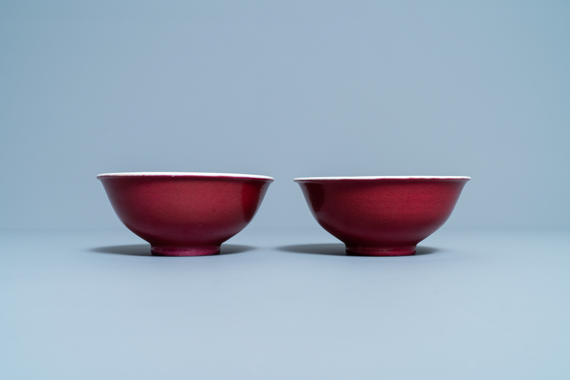 A pair of Chinese monochrome ruby red bowls, Jiaqing mark and of the period - Image 6 of 8