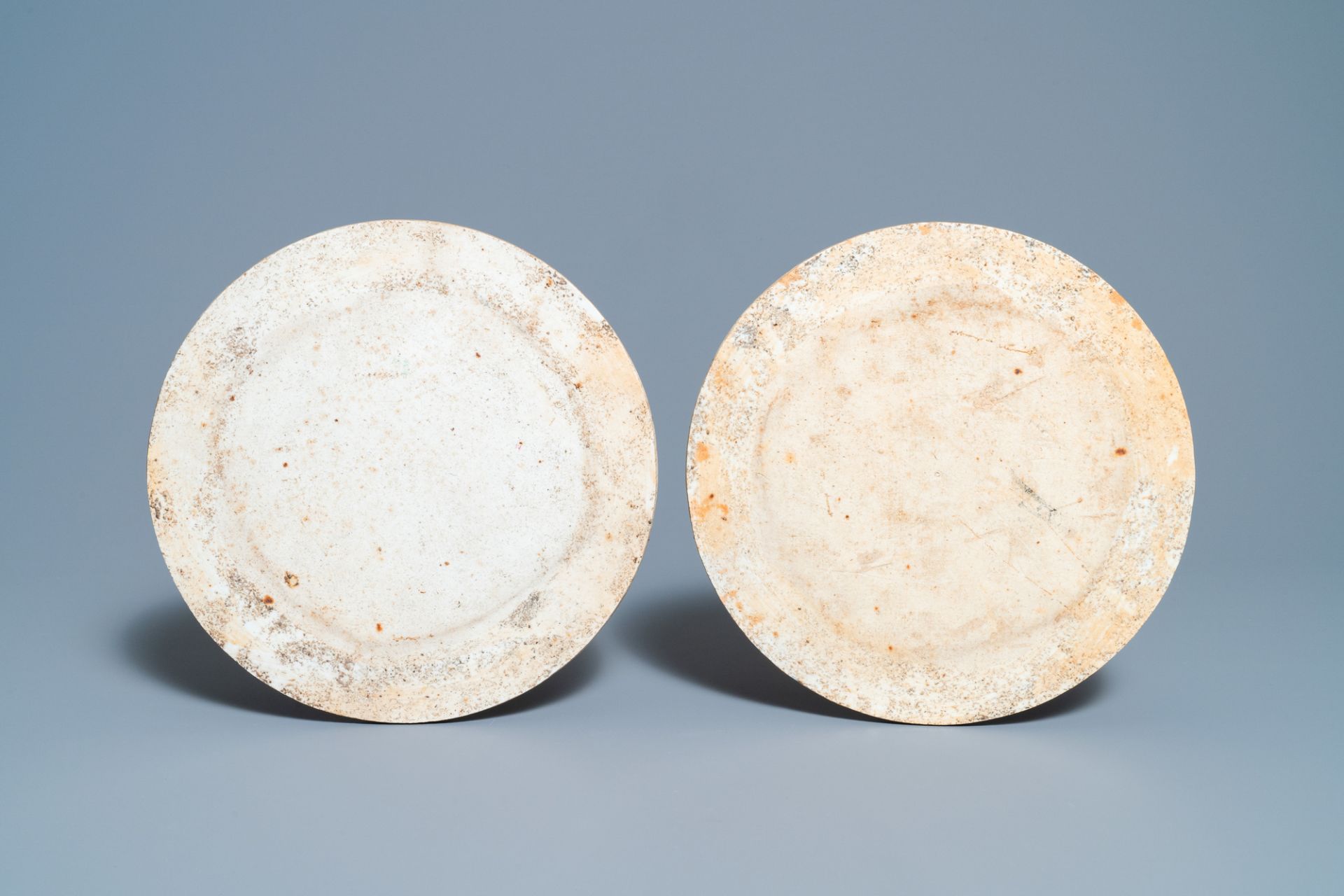 Two round Chinese qianjiang cai 'landscape' plaques, signed Ao Shaoquan and dated 1904 - Image 3 of 3