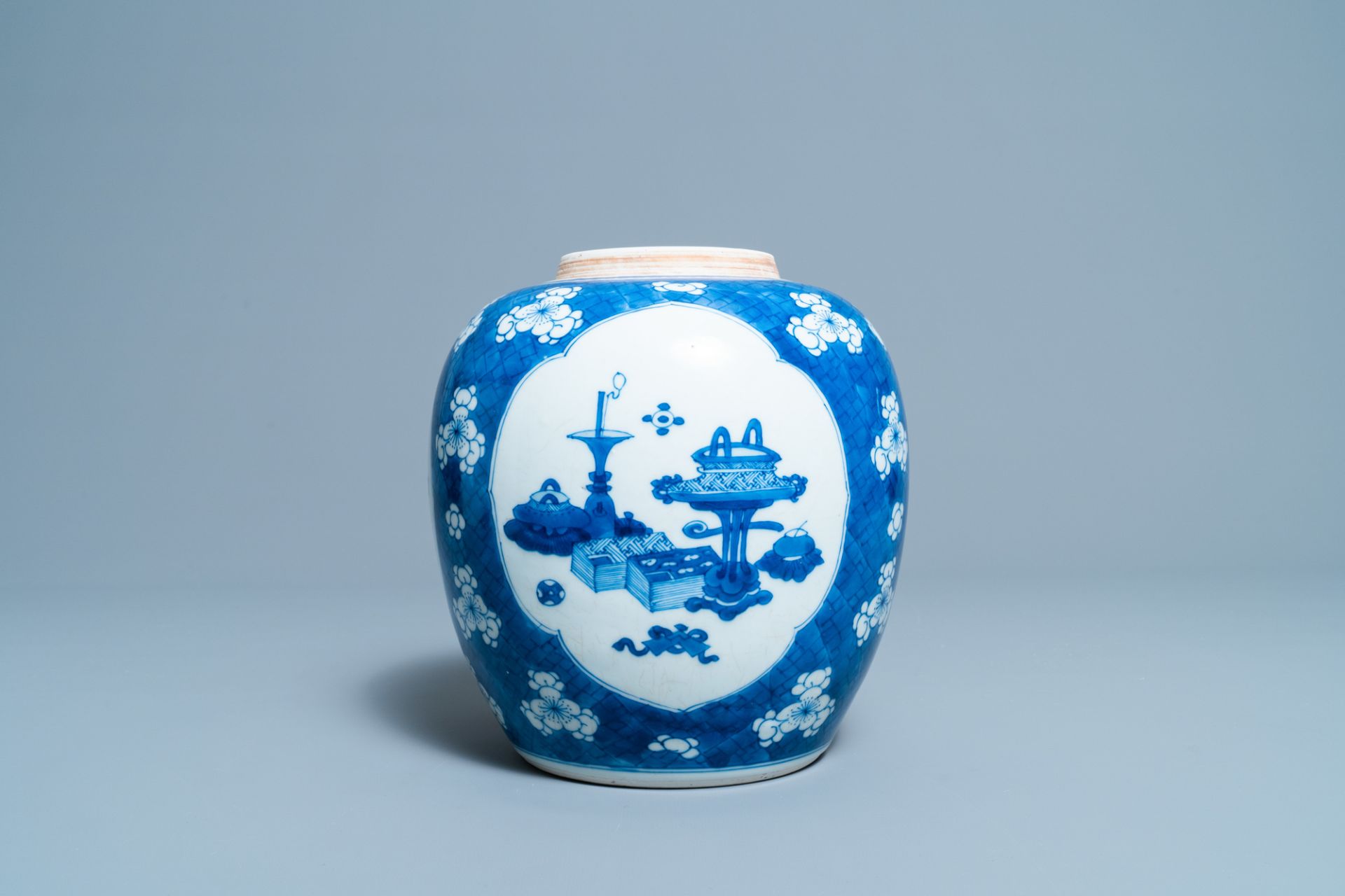 A Chinese blue and white 'qilin' jar, Kangxi - Image 3 of 7