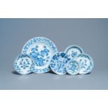 Six Chinese blue and white dishes and plates, Kangxi and later