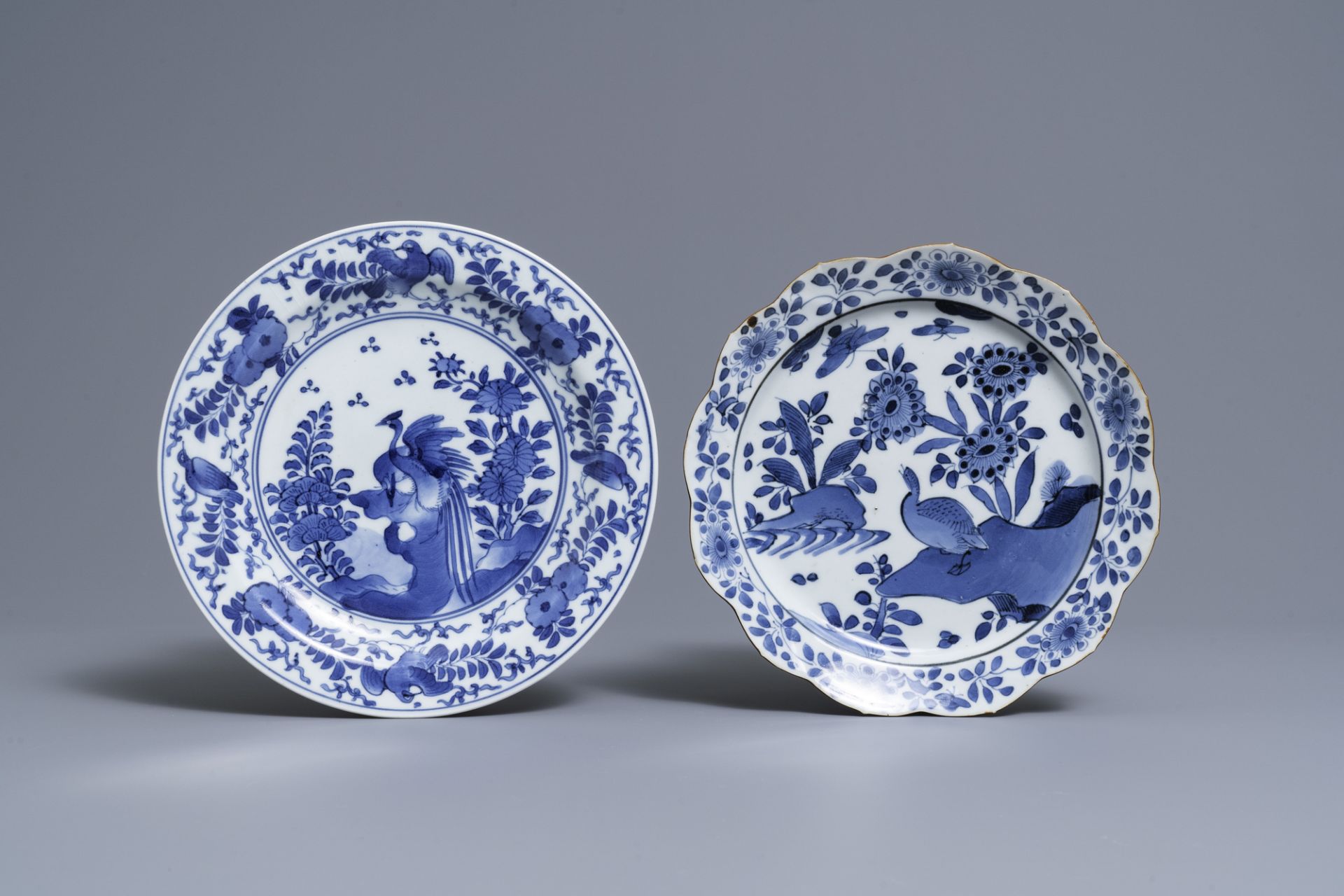 Two Japanese blue and white Arita plates and a cup and saucer, Edo, 17/18th C. - Image 2 of 11