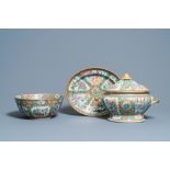 A Chinese Canton famille rose bowl and a tureen on stand, 19th C