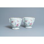 A pair of Chinese famille rose coolers with floral design, Qianlong