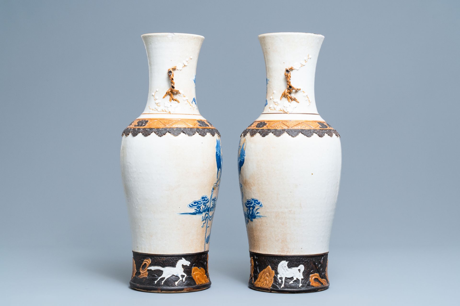 A pair of Chinese Nanking crackle-glazed vases with Li Tieguai, 19th C. - Image 4 of 10