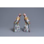 A pair of Chinese famille rose models of pheasants, Qianlong