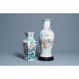 Two Chinese famille rose vases, 19/20th C.