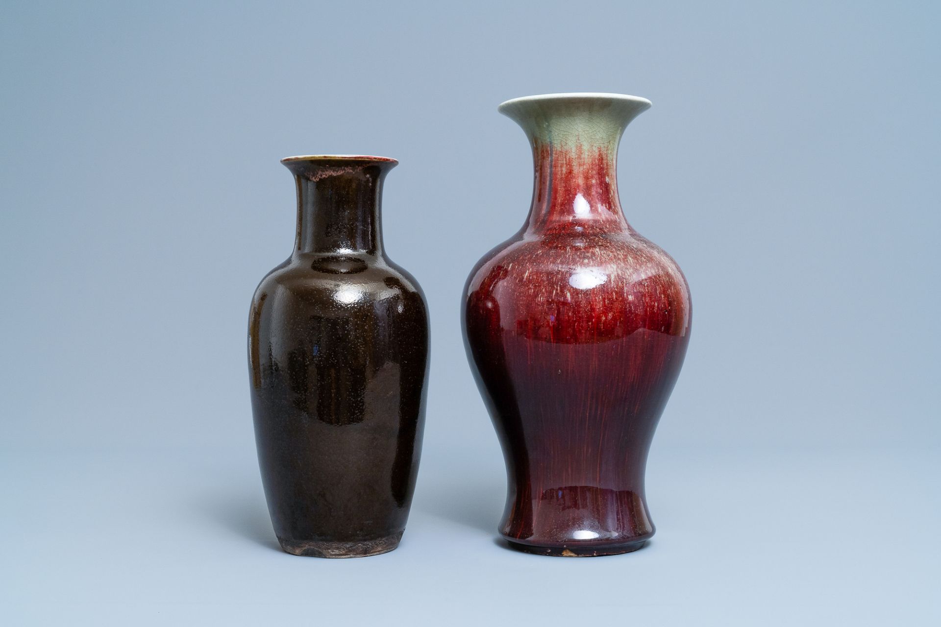 Two Chinese monochrome flambe-glazed vases, 19th C. - Image 2 of 6