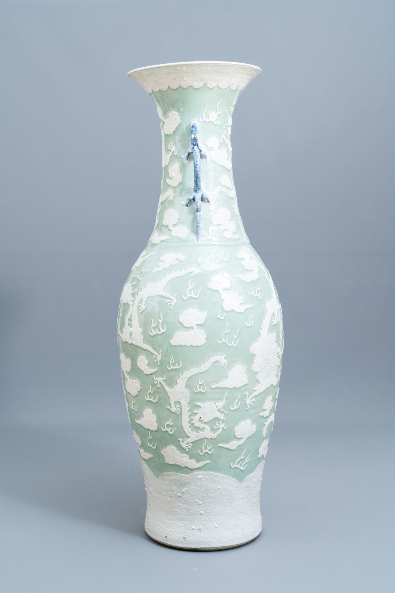 A massive Chinese celadon-ground 'dragon' vase, 19th C. - Image 2 of 6