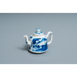 A Chinese blue and white miniature teapot, Kangxi