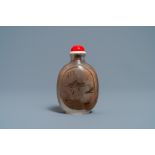 A Chinese inside-painted glass snuff bottle with figures, signed Ma Shaoxuan, dated 1913