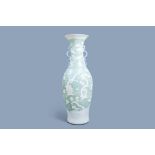 A massive Chinese celadon-ground 'dragon' vase, 19th C.