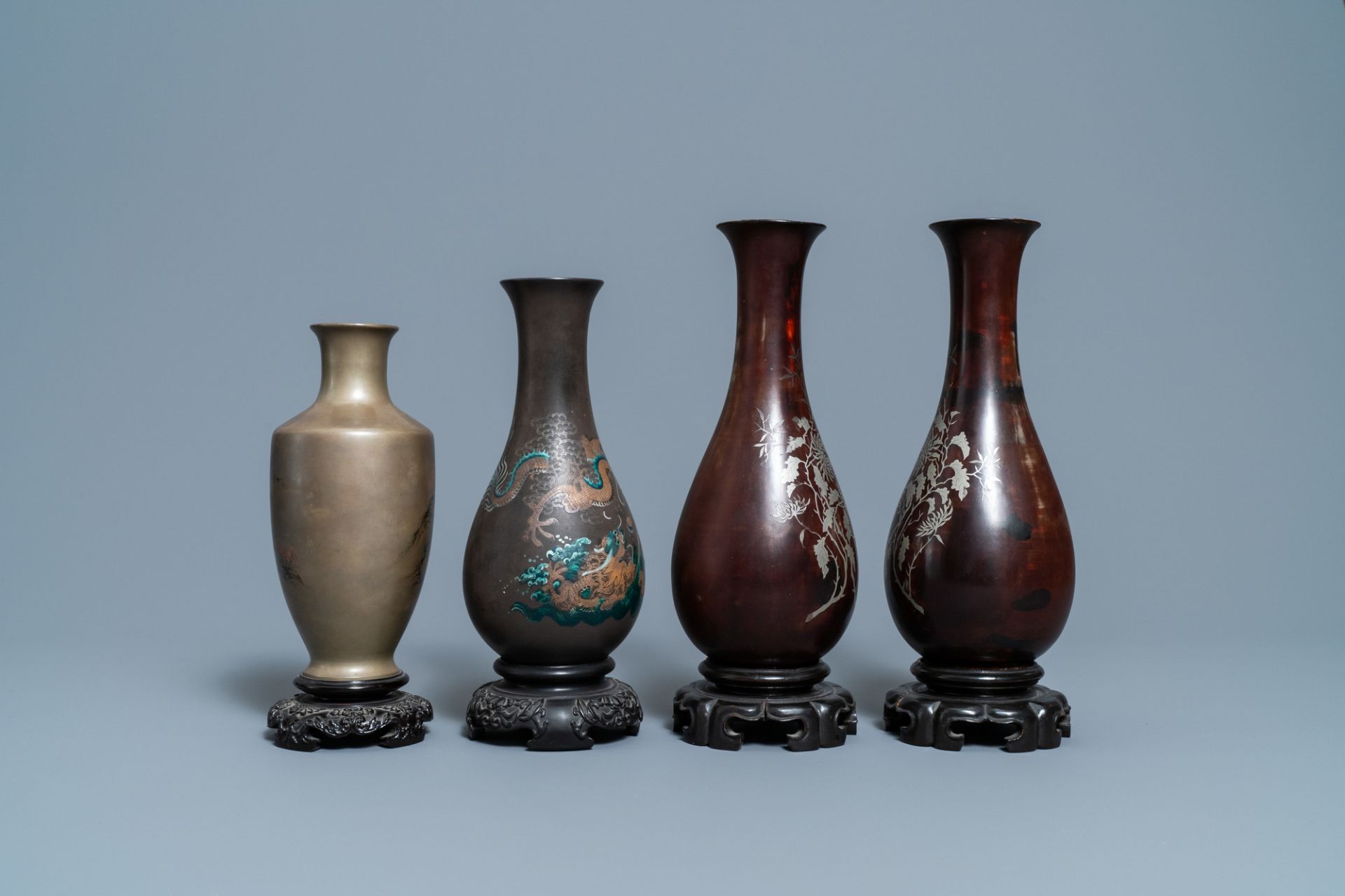 Four Chinese Shen Shao'an type Foochow lacquerware vases, Republic - Image 5 of 7