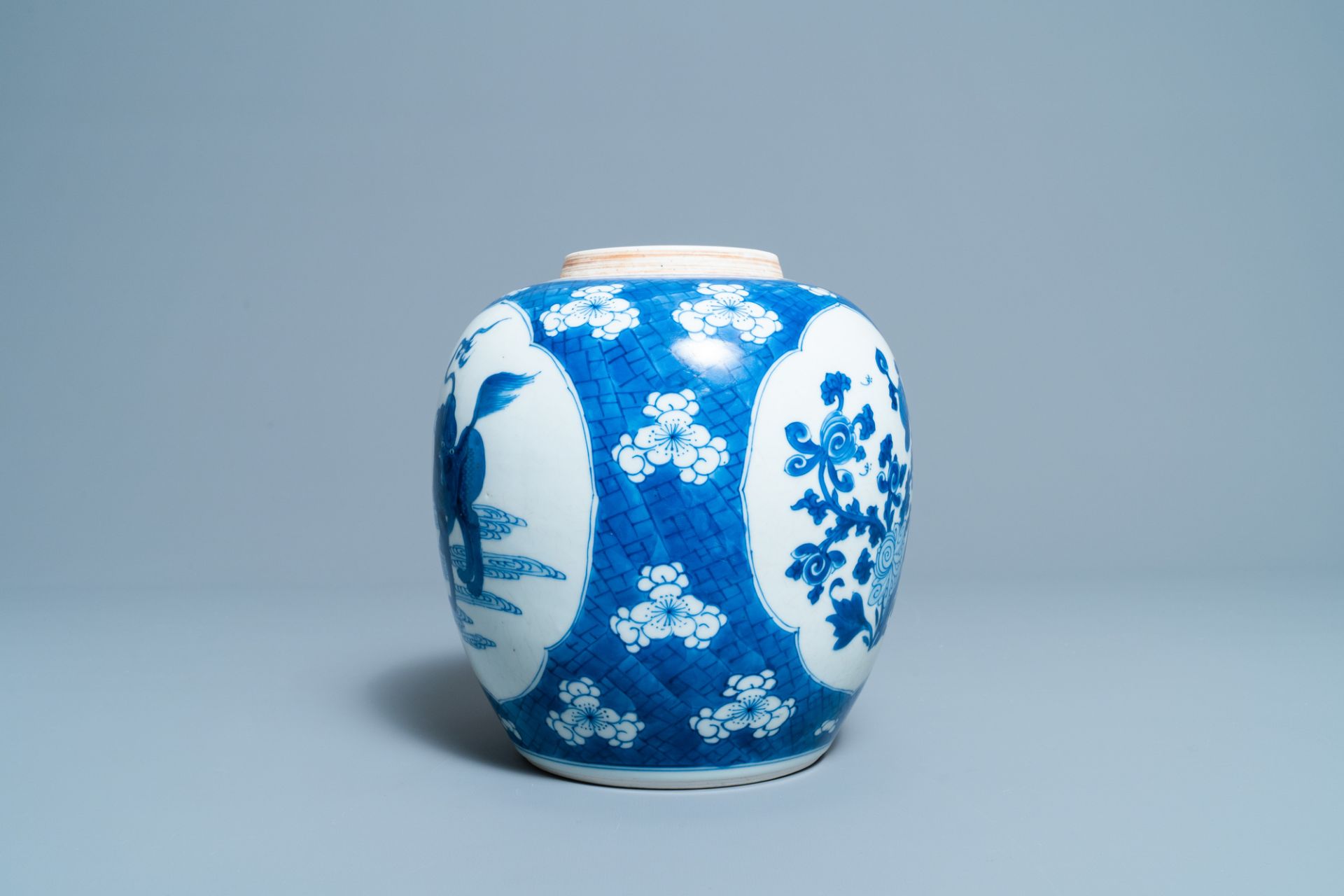 A Chinese blue and white 'qilin' jar, Kangxi - Image 4 of 7