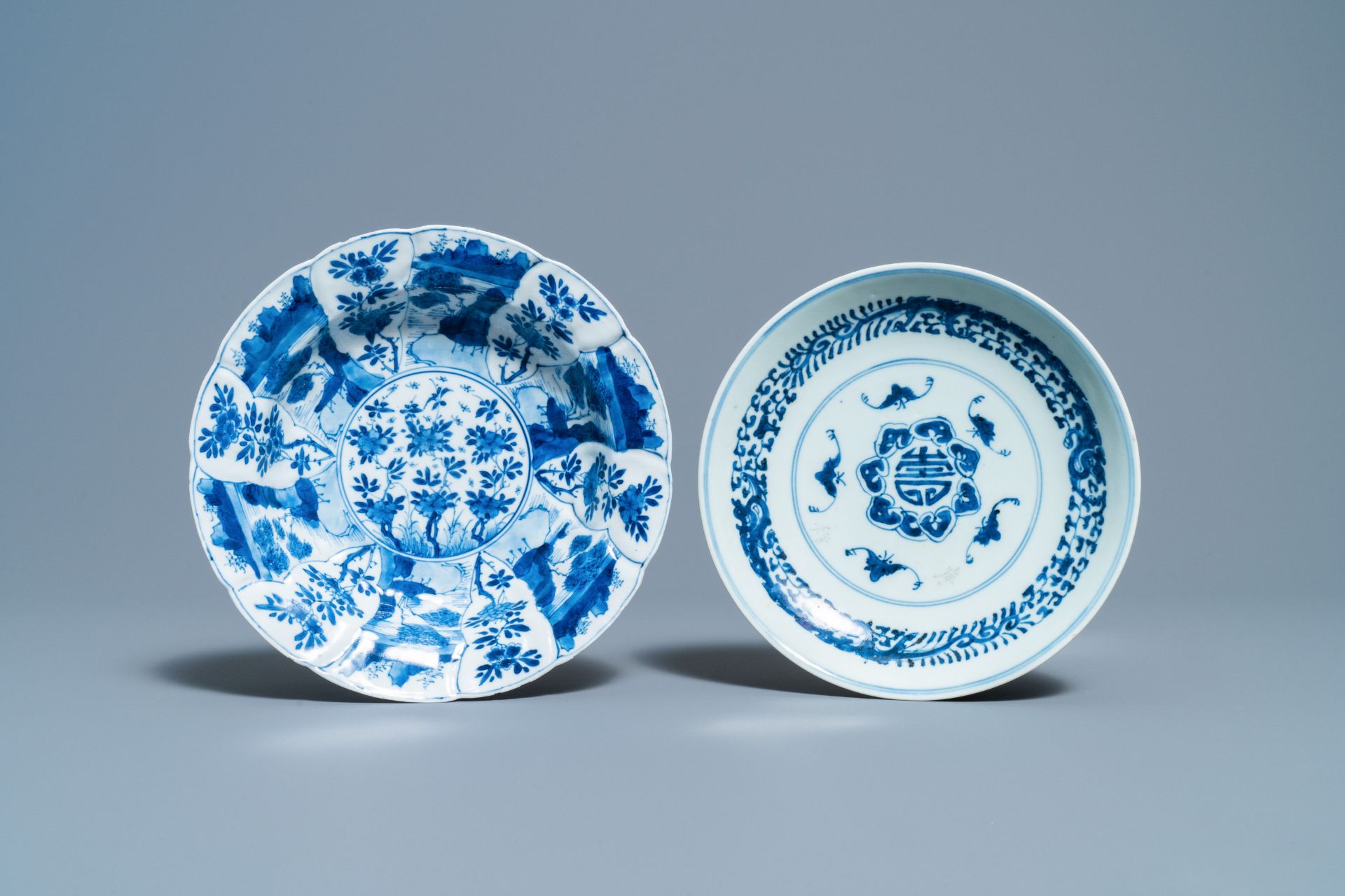 Six Chinese blue and white dishes and plates, Kangxi and later - Image 6 of 7