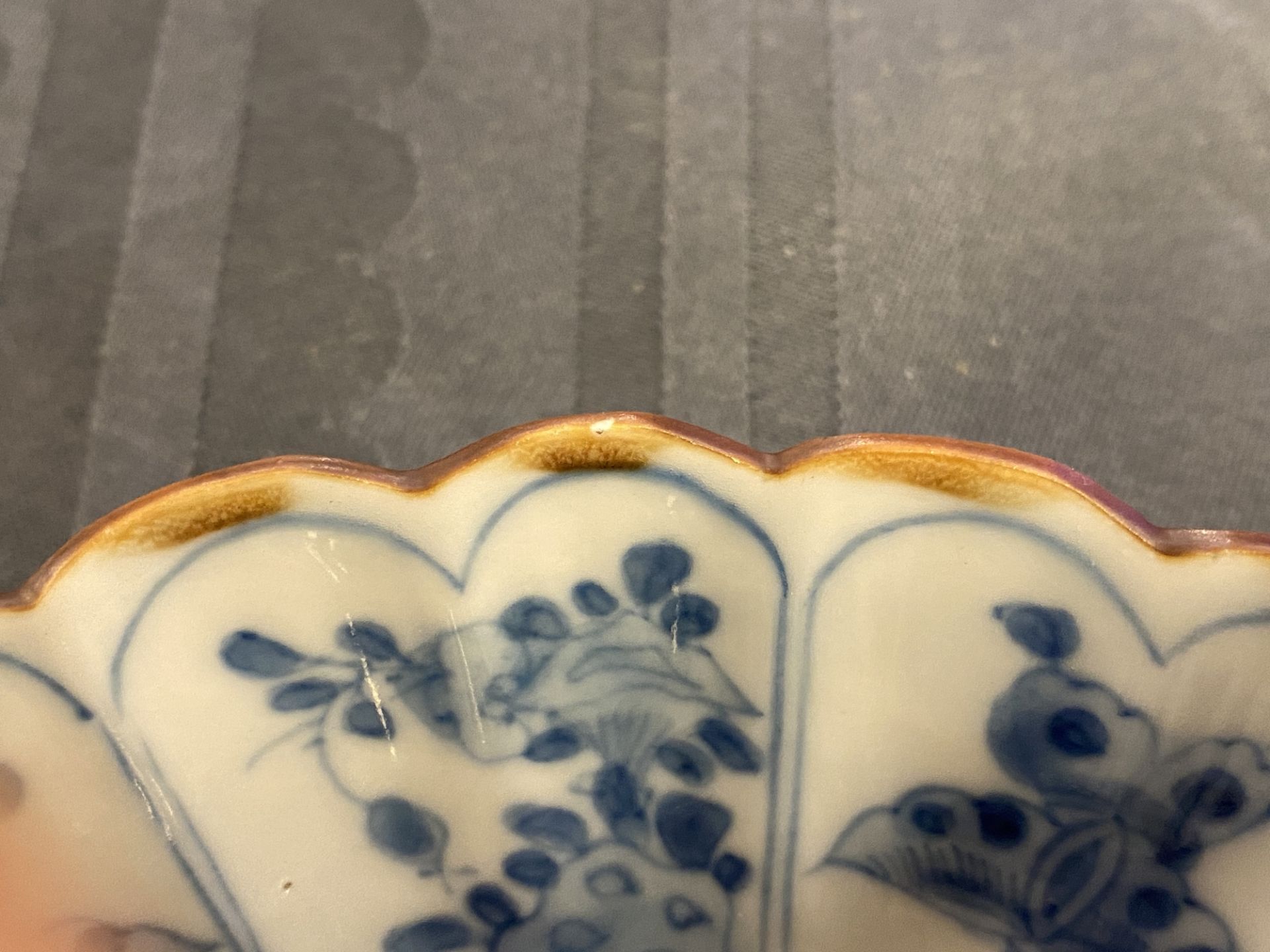 Six Chinese blue and white lobed plates with ducks and butterflies, Kangxi - Image 6 of 11