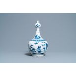 A Dutch Delft blue and white chinoiserie bottle vase in transitional style, ca. 1700