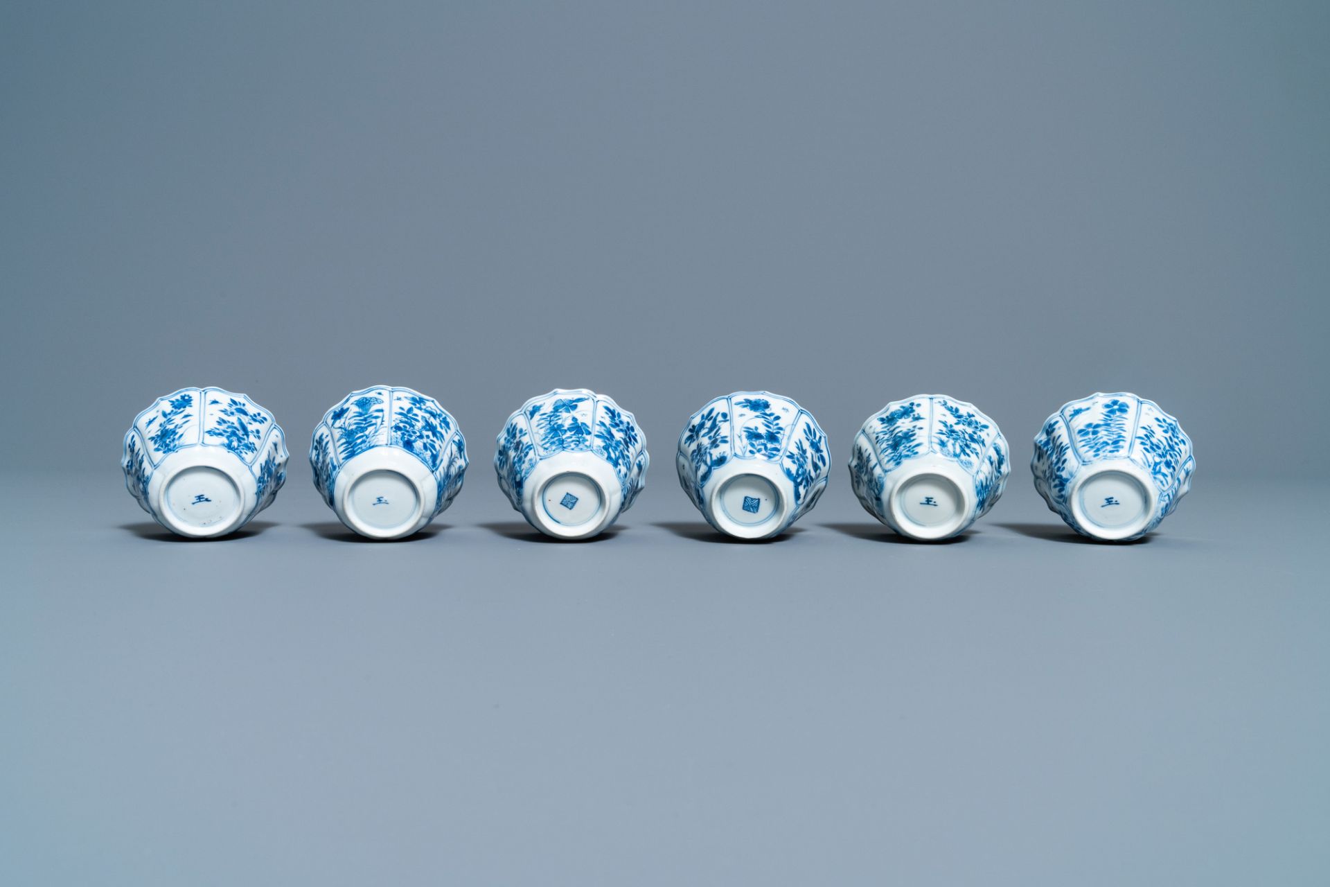 Six Chinese blue and white cups and saucers, Kangxi - Image 11 of 11