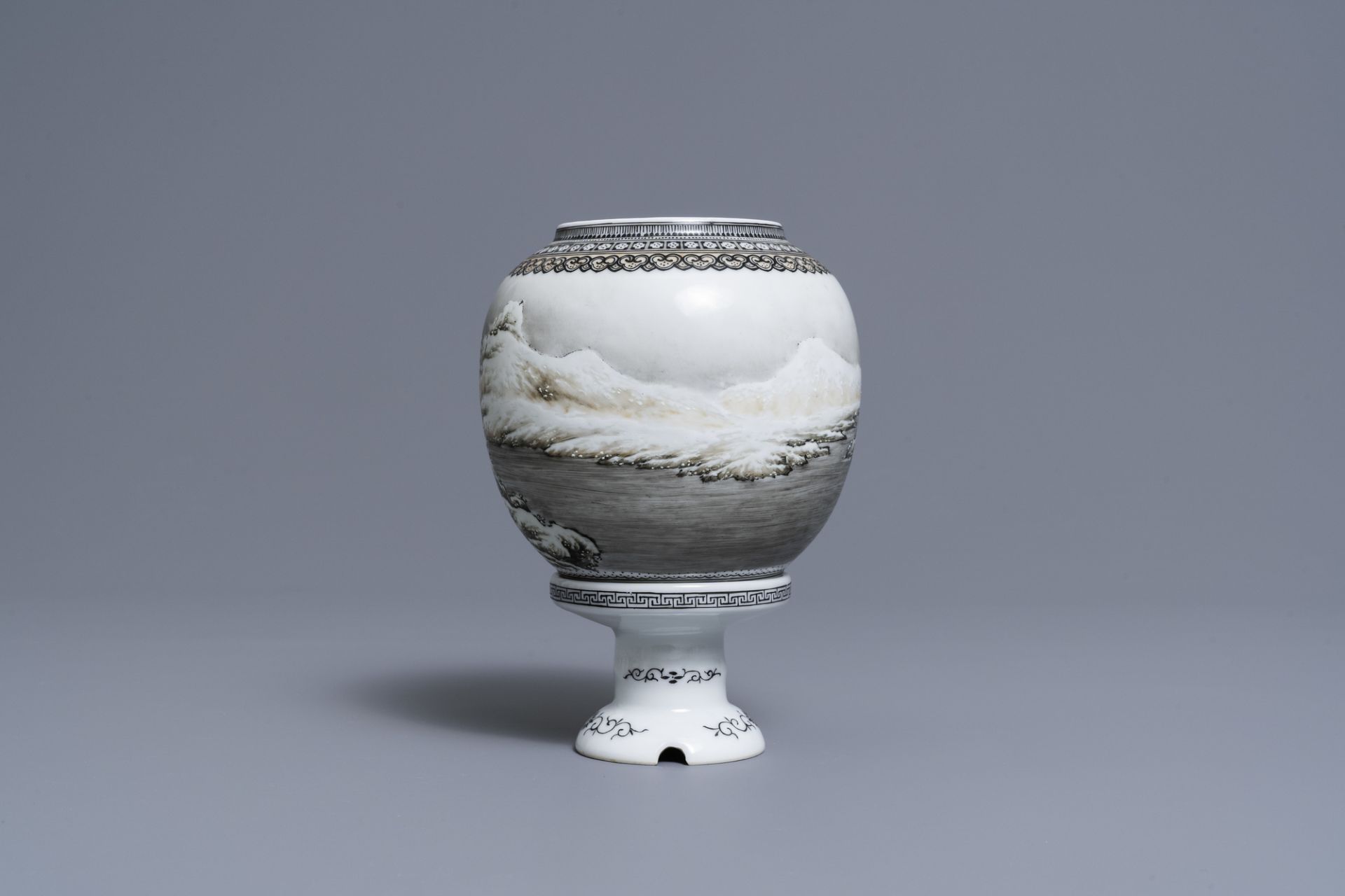 A Chinese eggshell porcelain lantern with a winter landscape, Republic - Image 3 of 8