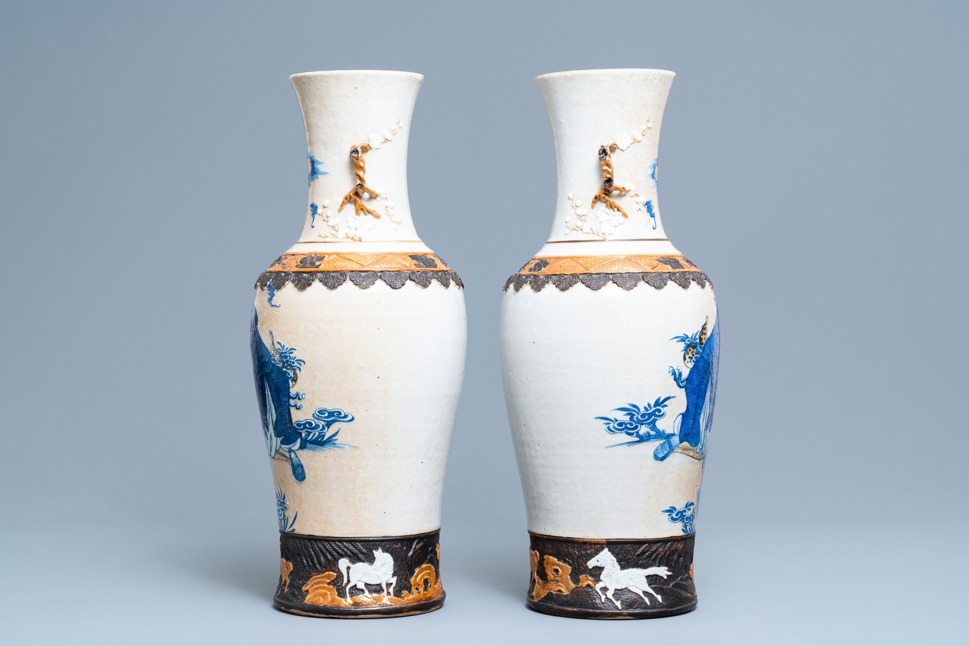 A pair of Chinese Nanking crackle-glazed vases with Li Tieguai, 19th C. - Image 2 of 10