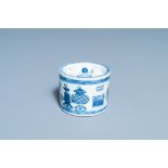 A Chinese blue and white inkwell with antiquities design, Kangxi