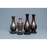 Four Chinese Shen Shao'an type Foochow lacquerware vases, Republic