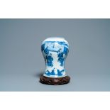 A Chinese blue and white vase with a figurative scene, Kangxi