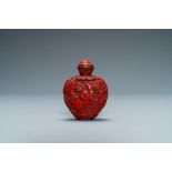 A Chinese red cinnabar lacquer snuff bottle, imperial workshops, Qianlong/Jiaqing