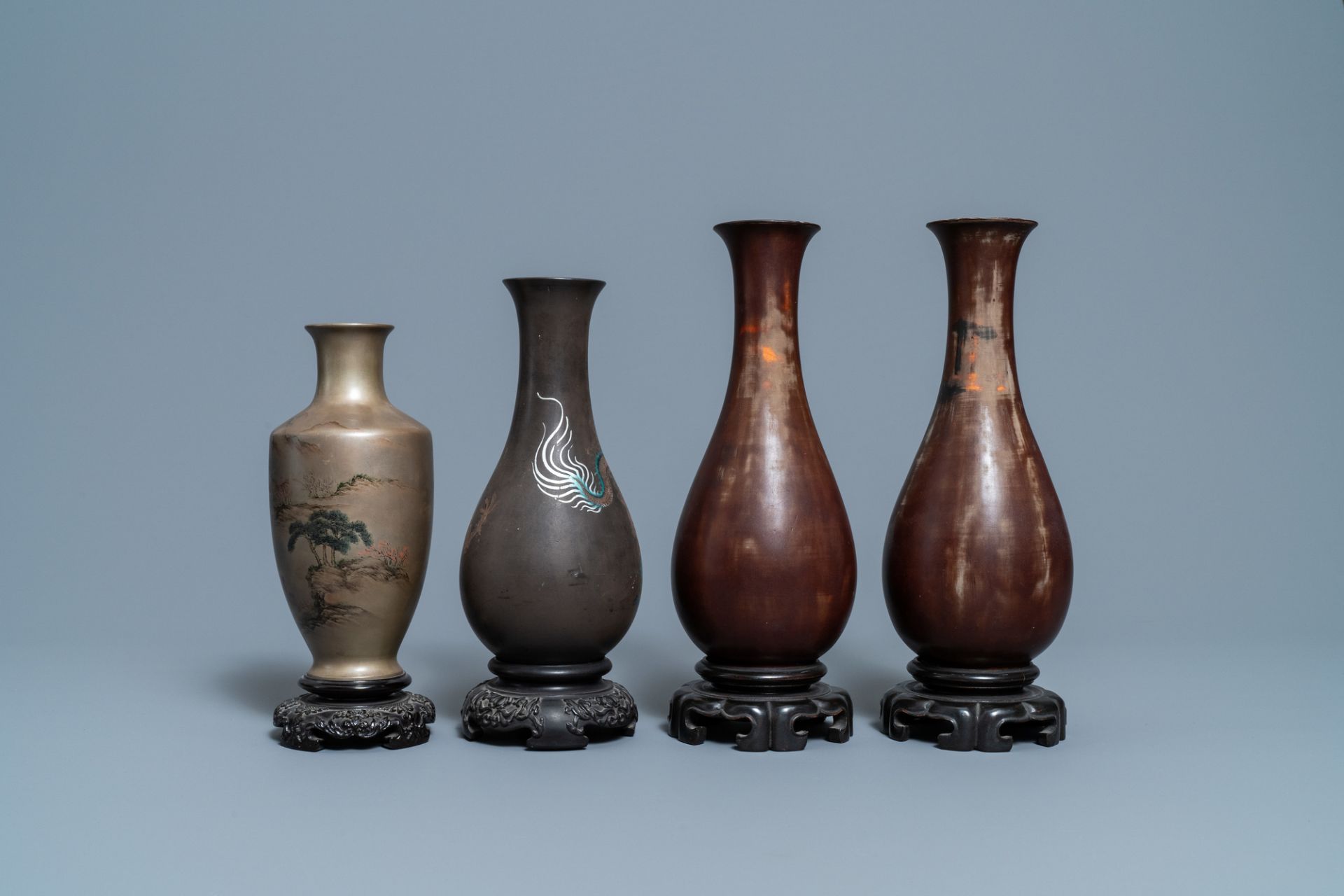 Four Chinese Shen Shao'an type Foochow lacquerware vases, Republic - Image 4 of 7