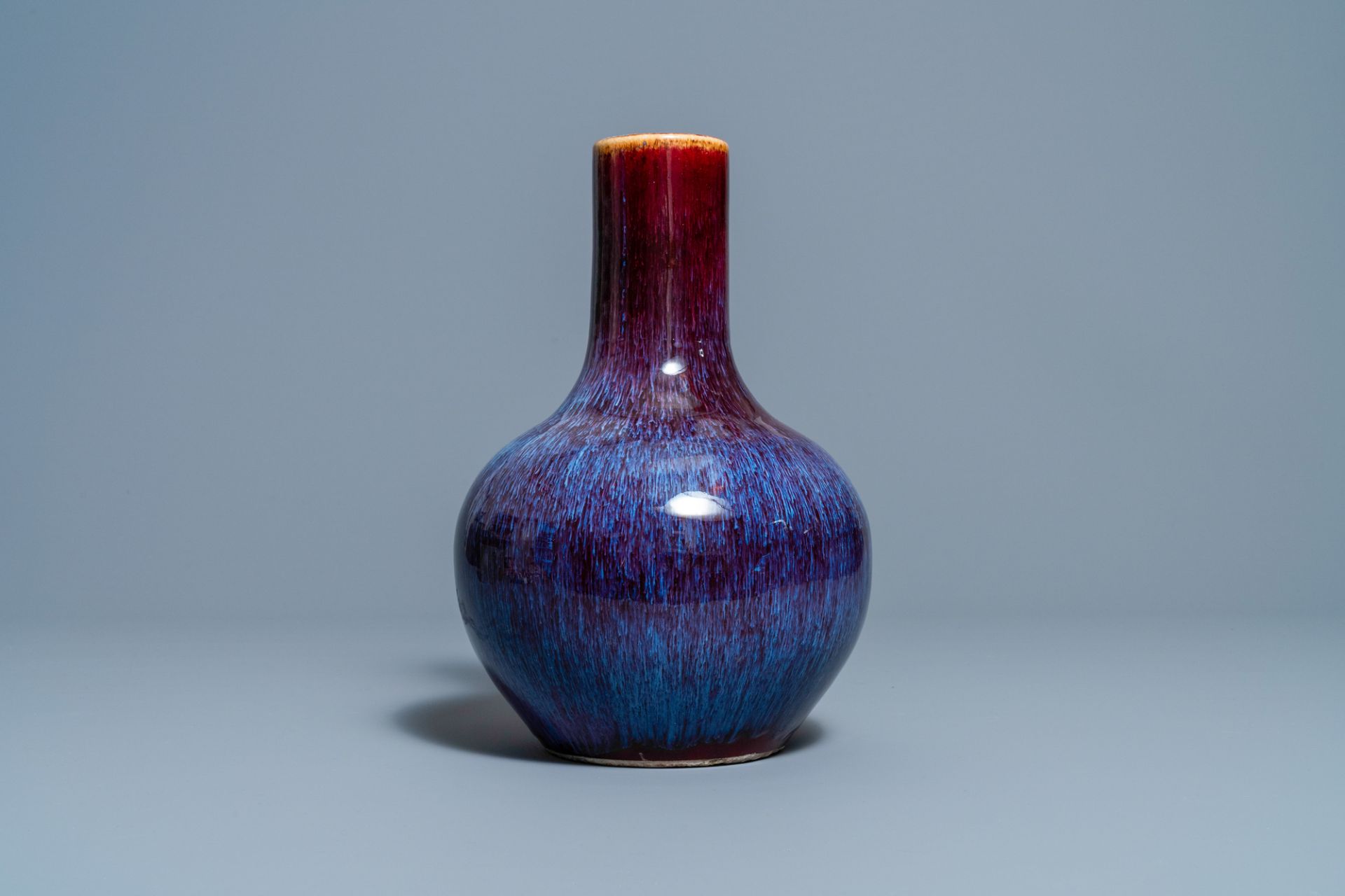 A Chinese flambe-glazed bottle vase, 19th C.