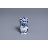 A Dutch Delft blue and white caster, 18th C.