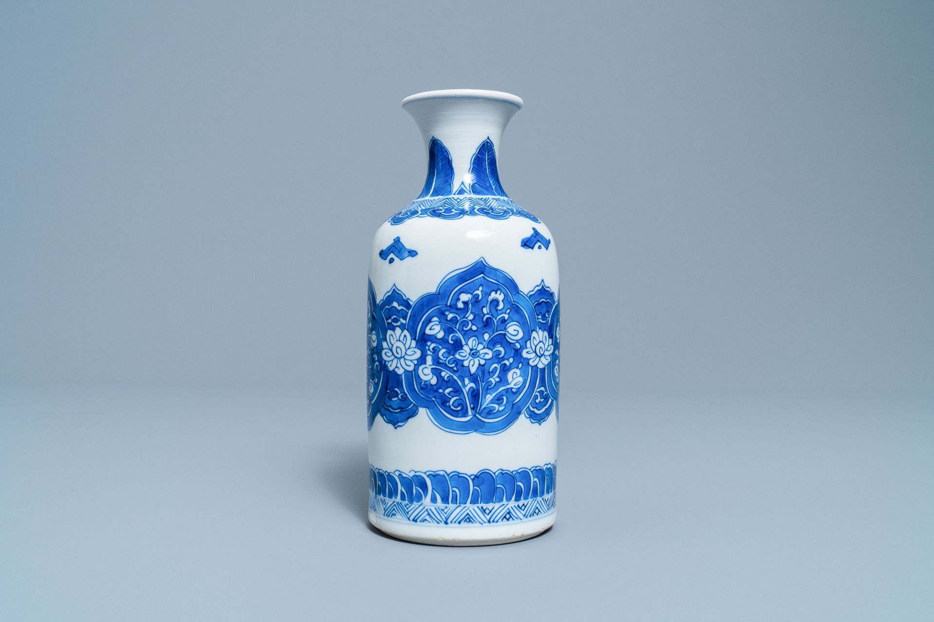 A Chinese blue and white rouleau vase, Kangxi - Image 3 of 13