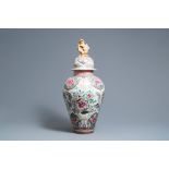 A large famille rose-style vase and cover, Samson, France, 19th C.