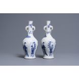 A pair of Chinese blue and white vases with elephant handles, Kangxi