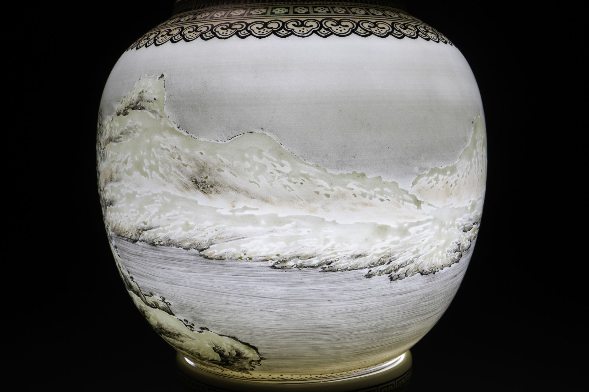 A Chinese eggshell porcelain lantern with a winter landscape, Republic - Image 6 of 8