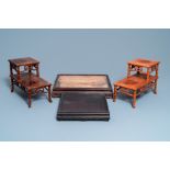 Four large Chinese carved wooden stands, 19/20th C.