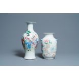 A Chinese qianjiang cai vase and a famille rose vase, 19/20th C.