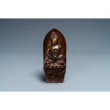 A gilt-lacquered hammered copper 'Buddha' plaque, Mongolia, 18th C.