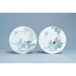 Two round Chinese famille rose plaques, Republic