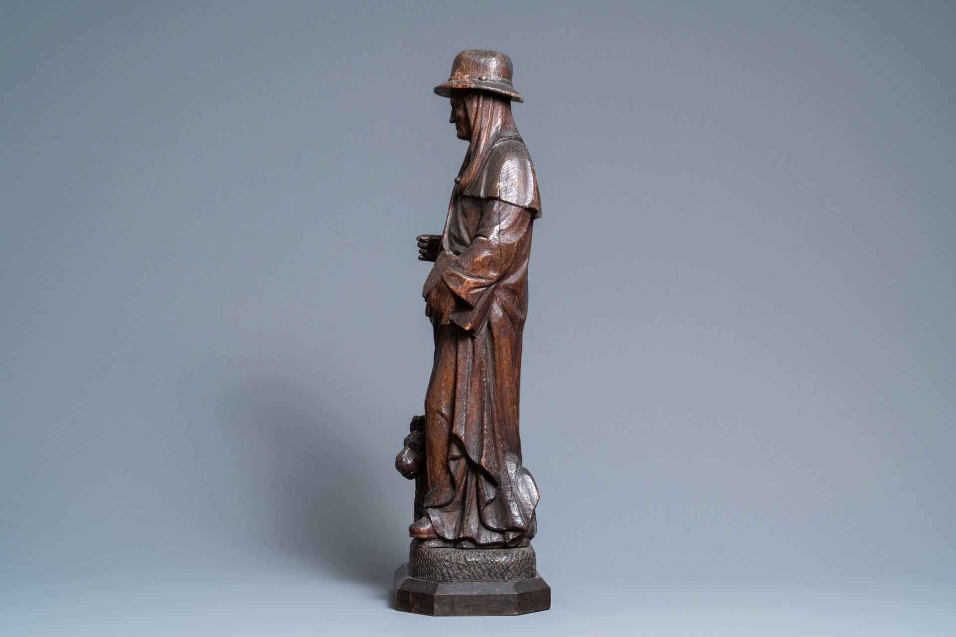 An oak figure of Saint Jerome, 16th C. - Image 4 of 6