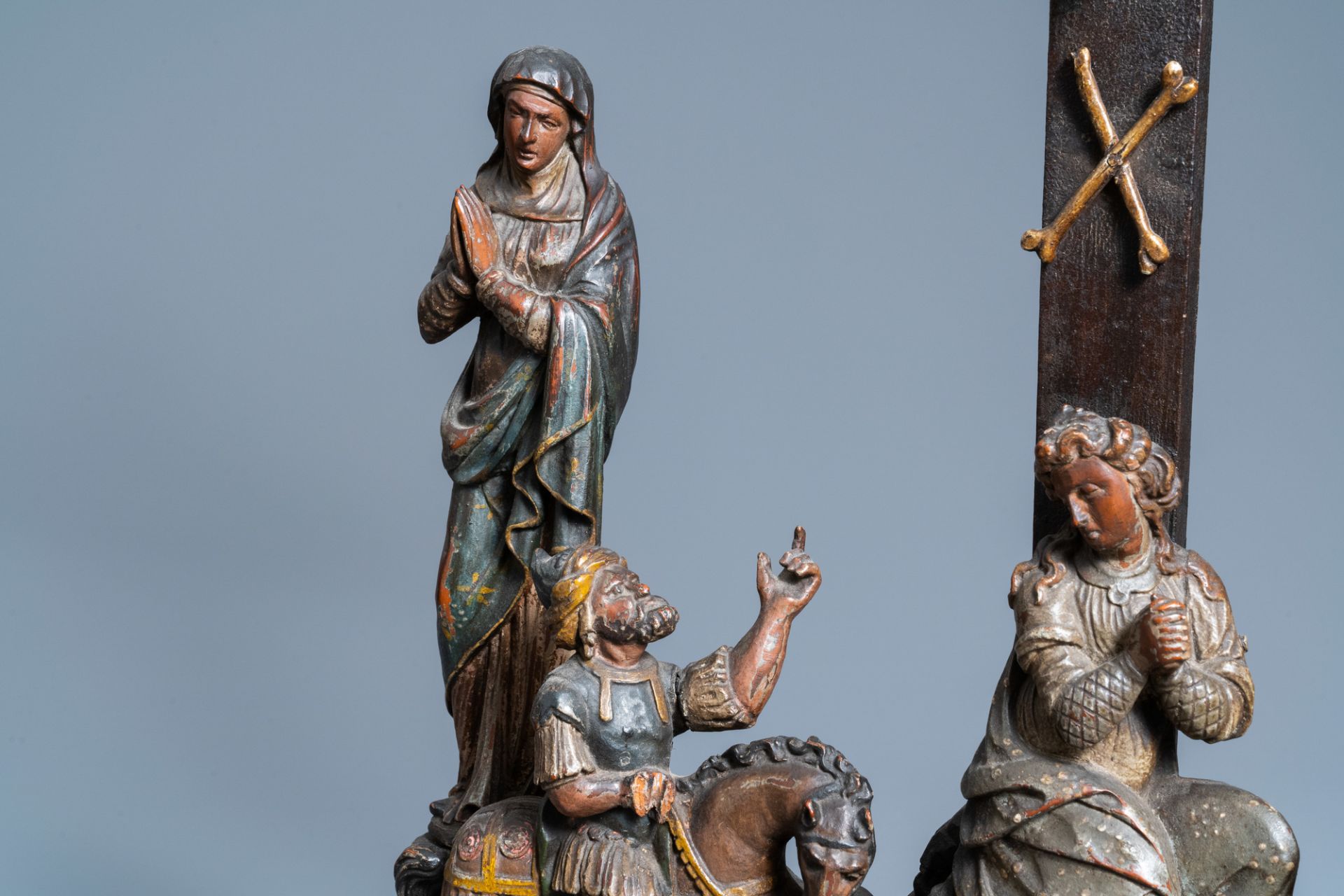 A polychromed wooden crucifixion group, Northern Italy, 16th C. - Image 10 of 10