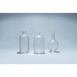 Three weel-cut glass bottles, probably Liege, 18/19th C.