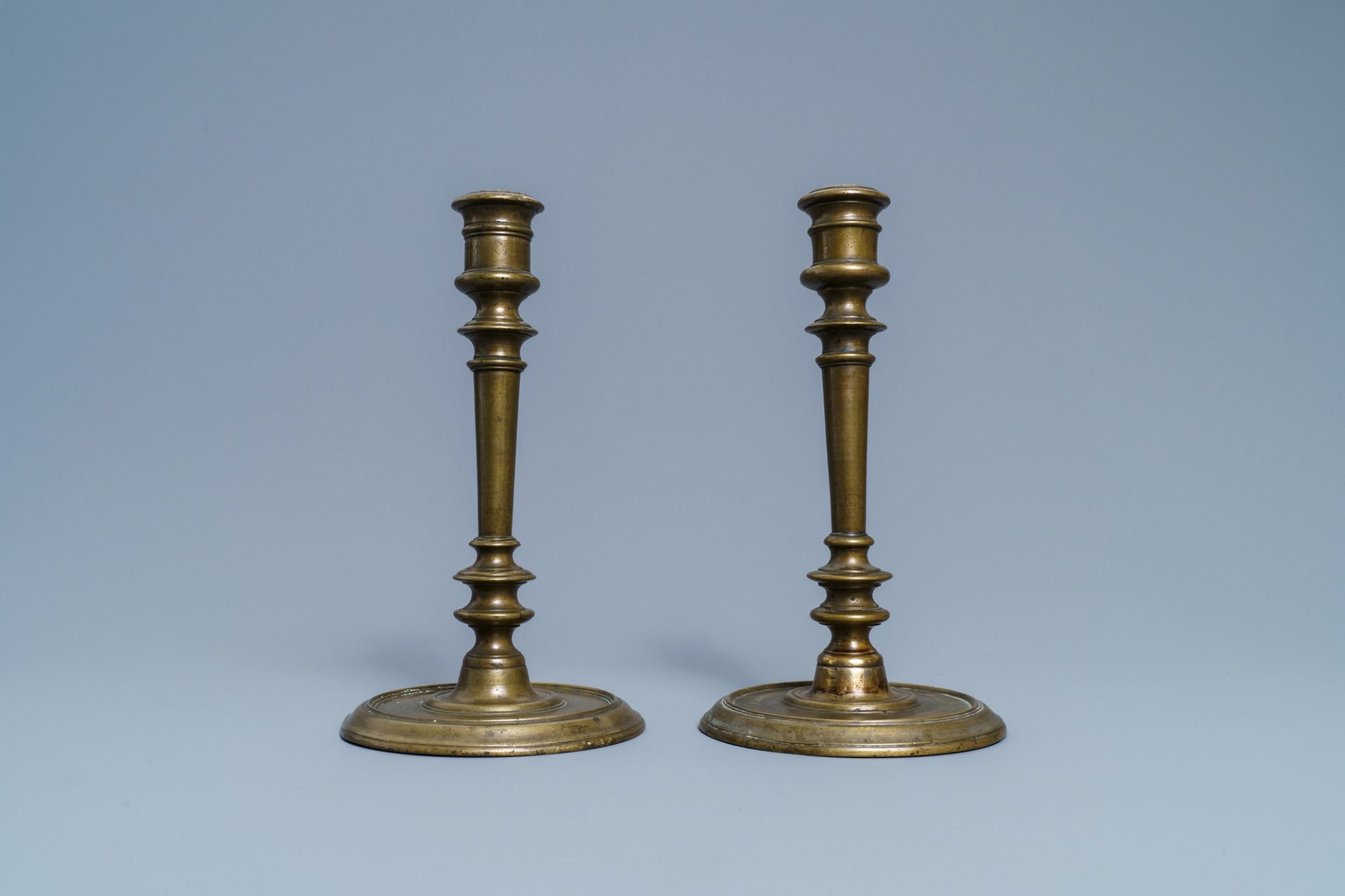 A pair of French bronze candlesticks, 2nd half 16th C. - Image 2 of 7