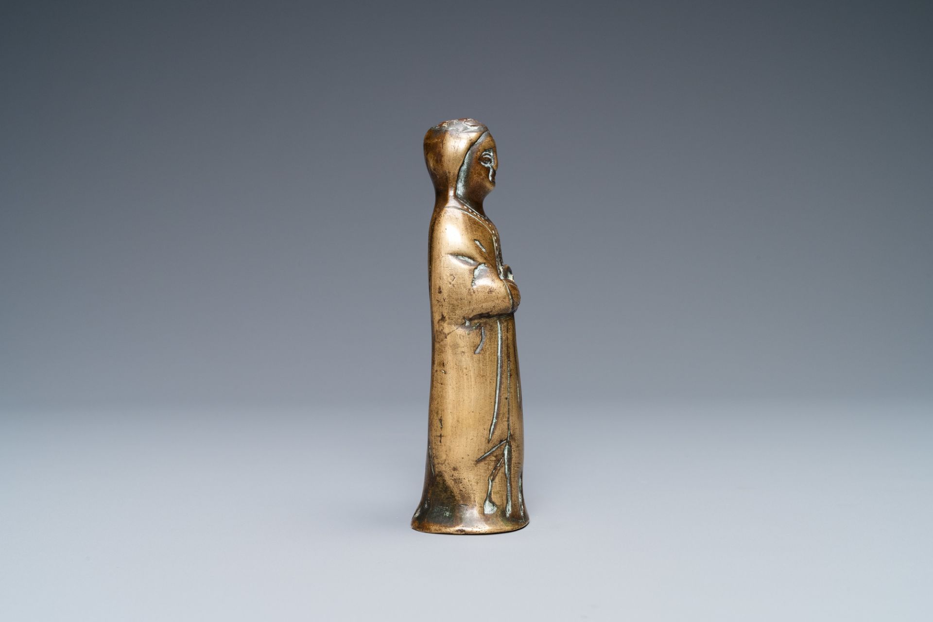 A bronze Madonna luster ornament, Flanders, 16th C. - Image 5 of 7