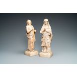 Two alabaster figures of a Golgotha Madonna and John the Baptist, Italy, 17th C.