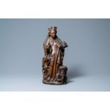 An oak figure of Saint-Catharine of Alexandra, Upper Rhine area, Germany, ca. 1520