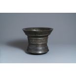 A large bronze mortar dated 1615 and inscribed for Hubert Renard, Lille, France