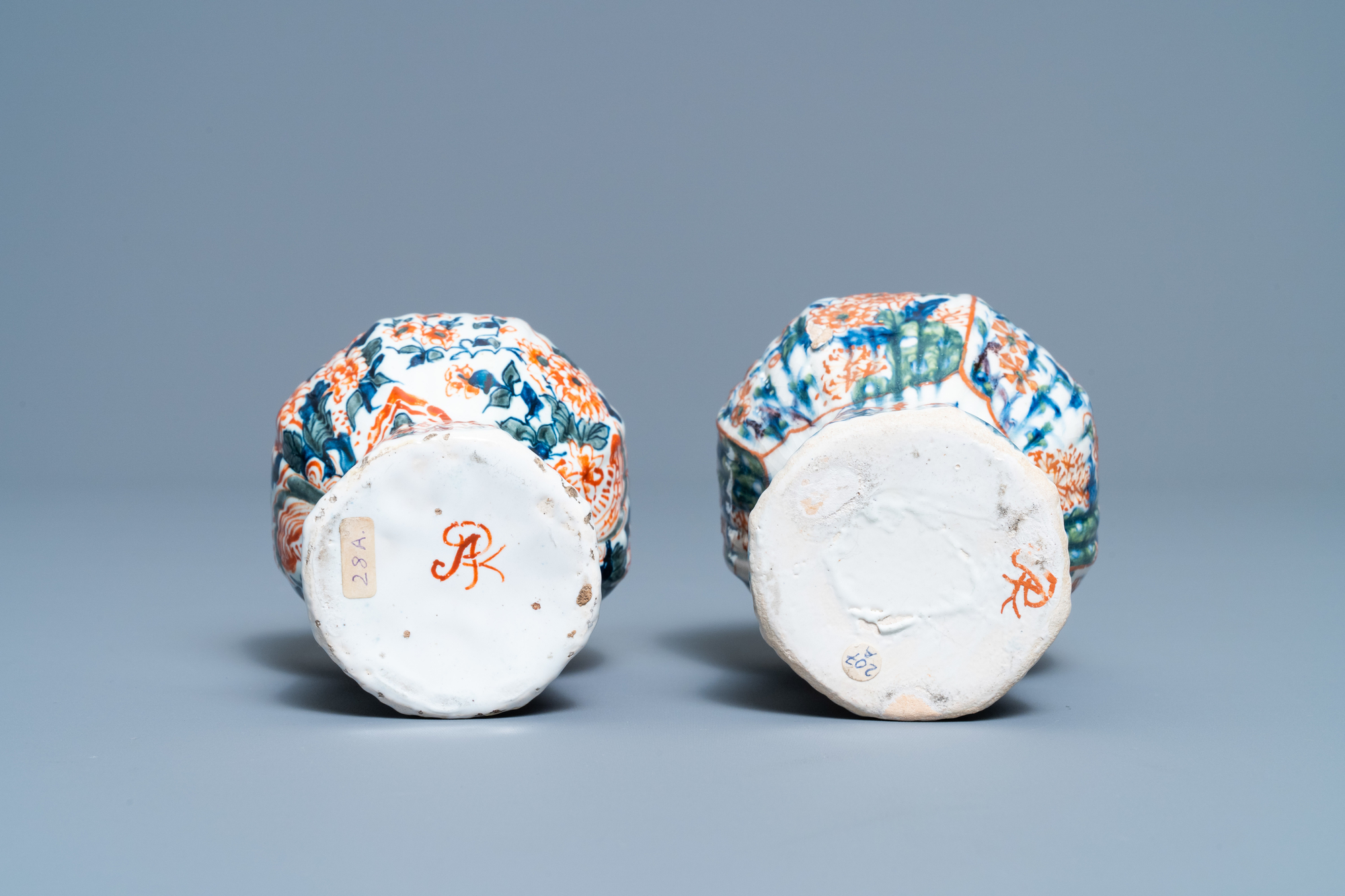 A polychrome petit feu and gilded Dutch Delft covered vase, a shoe and a pair of cashmere palette co - Image 12 of 19