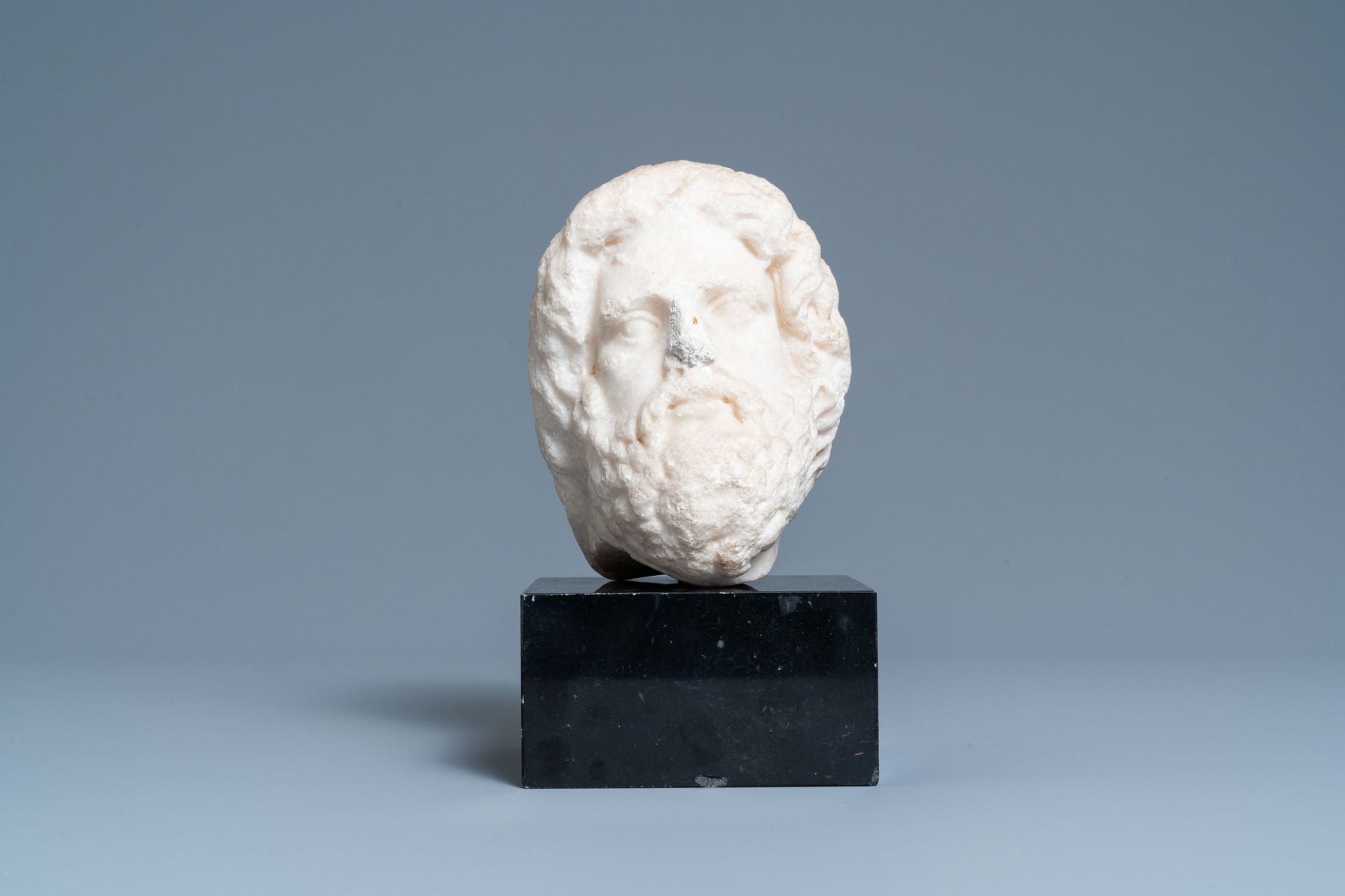 A Roman marble head of a bearded man - Image 3 of 7