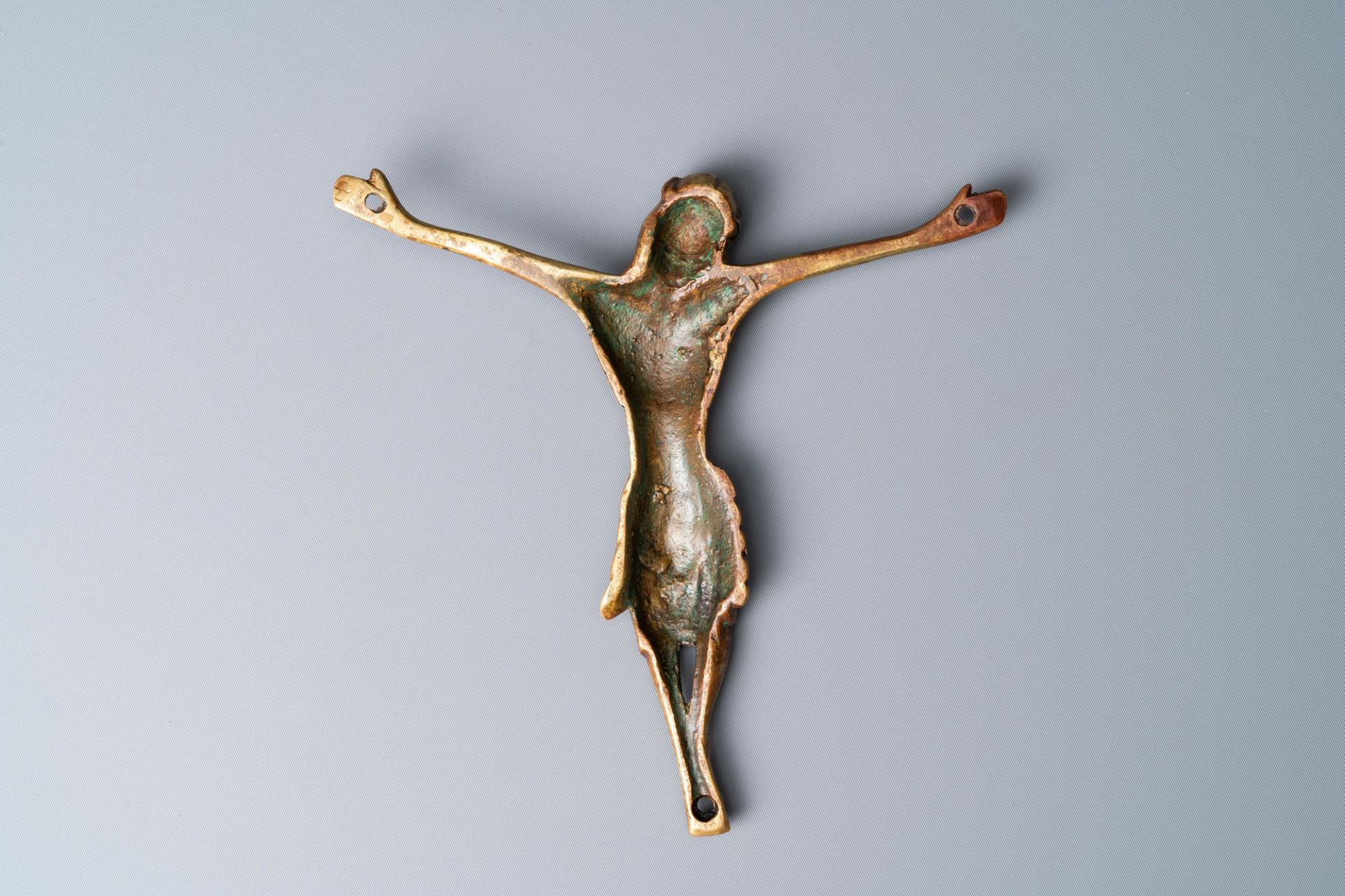 A gilt-bronze Corpus Christi, France, 14th C. - Image 3 of 3