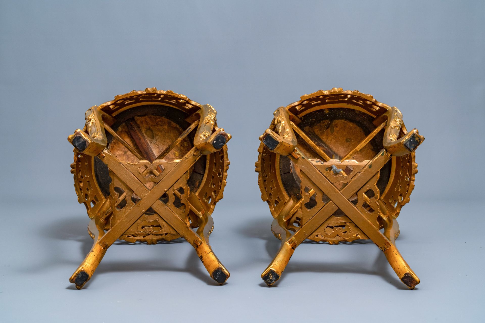 A pair of massive French Svres-style vases with gilded bronze mounts, signed Desprez, 19th C. - Image 22 of 56